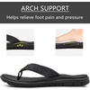 KuaiLu Casual Flip Flops for Women Lightweight Cushion Summer Beach Sandals(All Black)
