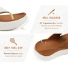 KuaiLu Flip Flops for Women with Arch Support Summer Beach Thong Sandals(White Khaki（go One Size Up）)