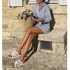 KuaiLu Gladiator Sandals for Women with Comfortable Arch Support(White Khaki (Go One Size Up))