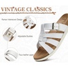 KuaiLu Gladiator Sandals for Women with Comfortable Arch Support(White Khaki (Go One Size Up))
