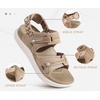 KuaiLu Womens Arch Support Walking Sandals Vacation Adjustable Strap Slides(Beige White)