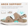 KuaiLu Womens Arch Support Walking Sandals Vacation Adjustable Strap Slides(Beige White)