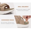 KuaiLu Womens Arch Support Walking Sandals Vacation Adjustable Strap Slides(Beige White)