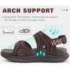 KuaiLu Womens Arch Support Walking Sandals Vacation Adjustable Strap Slides(Brown)
