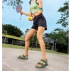 KuaiLu Womens Arch Support Walking Sandals Vacation Adjustable Strap Slides(Green)