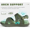 KuaiLu Womens Arch Support Walking Sandals Vacation Adjustable Strap Slides(Green)