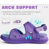 KuaiLu Womens Arch Support Walking Sandals Vacation Adjustable Strap Slides(Purple)