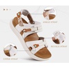 KuaiLu Womens Arch Support Walking Sandals Vacation Adjustable Strap Slides(White Khaki)