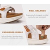 KuaiLu Womens Arch Support Walking Sandals Vacation Adjustable Strap Slides(White Khaki)