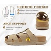 KuaiLu Womens Clog Sandals Comfortable Arch Support Chic Platform Slides(Beige(full Size Up))