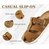 KuaiLu Womens Clog Sandals Comfortable Arch Support Chic Platform Slides(Khaki(full Size Up))