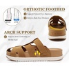 KuaiLu Womens Clog Sandals Comfortable Arch Support Chic Platform Slides(Khaki(full Size Up))