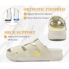 KuaiLu Womens Clog Sandals Comfortable Arch Support Chic Platform Slides(White(full Size Up))