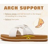 KuaiLu Womens Dressy Bow Sandals Arch Support Yoga Foam Walking Beach Slide(White Khaki)