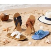 KuaiLu Womens Dressy Bow Sandals Arch Support Yoga Foam Walking Beach Slide(White Khaki)
