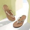 KuaiLu Womens Fashion Flip Flops Ladies Summer Beach Yoga Mat Thong Sandals(Shiny Beige)