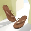 KuaiLu Womens Fashion Flip Flops Ladies Summer Beach Yoga Mat Thong Sandals(Shiny Khaki)