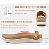 KuaiLu Womens Fashion Orthopedic Walking Thick Sandals Comfort Arch Support(Beige White)