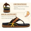 KuaiLu Womens Orthopedic Flip Flops Comfort Cushion Arch Support Sandals(Black Khaki)