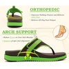 KuaiLu Womens Orthopedic Flip Flops Comfort Cushion Arch Support Sandals(Brown Green)
