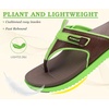 KuaiLu Womens Orthopedic Flip Flops Comfort Cushion Arch Support Sandals(Brown Green)
