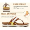 KuaiLu Womens Orthopedic Flip Flops Comfort Cushion Arch Support Sandals(White Khaki)