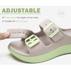KuaiLu Womens Recovery Sandals Comfortable Arch Support Adjustable Slides(Apricot Green)