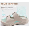 KuaiLu Womens Recovery Sandals Comfortable Arch Support Adjustable Slides(Beige)