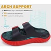KuaiLu Womens Recovery Sandals Comfortable Arch Support Adjustable Slides(Black/Red)