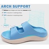 KuaiLu Womens Recovery Sandals Comfortable Arch Support Adjustable Slides(Blue White)