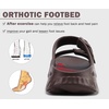 KuaiLu Womens Recovery Sandals Comfortable Arch Support Adjustable Slides(Dark Brown)