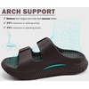 KuaiLu Womens Recovery Sandals Comfortable Arch Support Adjustable Slides(Dark Brown)