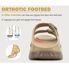 KuaiLu Womens Recovery Sandals Comfortable Arch Support Adjustable Slides(Khaki Brown)