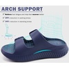 KuaiLu Womens Recovery Sandals Comfortable Arch Support Adjustable Slides(Navy Blue)