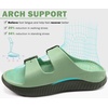 KuaiLu Womens Recovery Sandals Comfortable Arch Support Adjustable Slides(Olive Green)