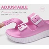 KuaiLu Womens Recovery Sandals Comfortable Arch Support Adjustable Slides(Pink White)