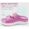 KuaiLu Womens Recovery Sandals Comfortable Arch Support Adjustable Slides(Pink White)
