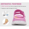 KuaiLu Womens Recovery Sandals Comfortable Arch Support Adjustable Slides(Pink White)