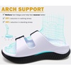 KuaiLu Womens Recovery Sandals Comfortable Arch Support Adjustable Slides(White Black)