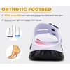 KuaiLu Womens Recovery Sandals Comfortable Arch Support Adjustable Slides(White Black)