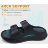 KuaiLu Womens Recovery Sandals Comfortable Plantar Fasciitis Arch Support Ladies Orthopedic Sport Slides Open Toe Slip On Thick Athletic Cushion Slippers Summer Pool Beach Sandles Black Size 8
