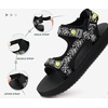 KuaiLu Womens Walking Sandals Comfortable Arch Support Summer Hiking Shoes(Ripple-black)