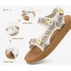 KuaiLu Womens Walking Sandals Comfortable Arch Support Summer Hiking Shoes(Ripple-white Khaki)