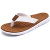 KuaiLu Casual Flip Flops for Women Lightweight Cushion Summer Beach Sandals(White Khaki)