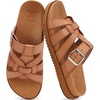 KuaiLu Gladiator Sandals for Women with Comfortable Arch Support(Khaki (Go One Size Up))
