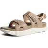 KuaiLu Womens Arch Support Walking Sandals Vacation Adjustable Strap Slides(Beige White)