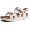 KuaiLu Womens Arch Support Walking Sandals Vacation Adjustable Strap Slides(White Khaki)