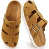 KuaiLu Womens Clog Sandals Comfortable Arch Support Chic Platform Slides(Khaki(full Size Up))