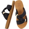 KuaiLu Womens Dressy Bow Sandals Arch Support Yoga Foam Walking Beach Slide(Black Khaki)