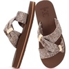 KuaiLu Womens Dressy Bow Sandals Arch Support Yoga Foam Walking Beach Slide(Brown)